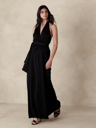 Bettina Satin Halter Maxi Dress | Banana Republic (CA)