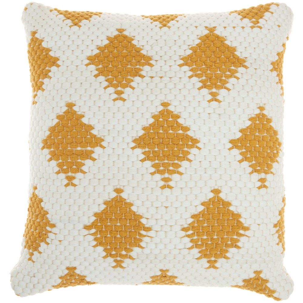 20""x20"" Oversize Life Styles Woven Diamonds Square Throw Pillow Mustard - Mina Victory | Target