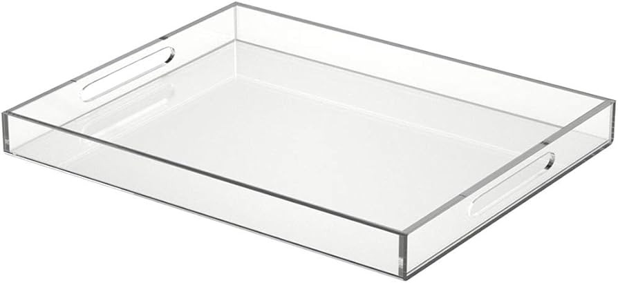 NIUBEE Acrylic Serving Tray 16x20 Inches -Spill Proof- Clear Decorative Tray Organiser for Ottoma... | Amazon (US)