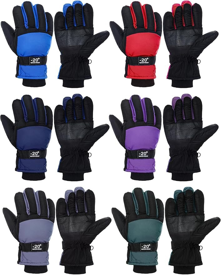 Bencailor 6 Pairs Kids Winter Snow Gloves Waterproof Boys Ski Mittens Windproof Warm Snow Gloves ... | Amazon (US)