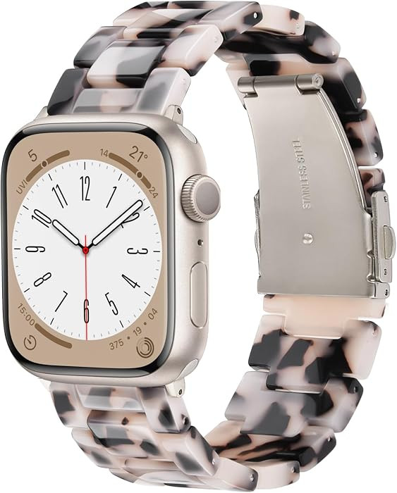 Resin Apple Watch Band, Black Floral-Starlight | Amazon (US)