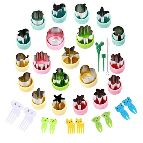 Vegetable Cutter Shapes Set, Mini Pie, Fruit and Cookie Stamps Mold, Cookie Cutter Decorative Food for Kids Baking Tool (Colorfull, 20pack)(Add 10 Fruit Forks) | Amazon (CA)