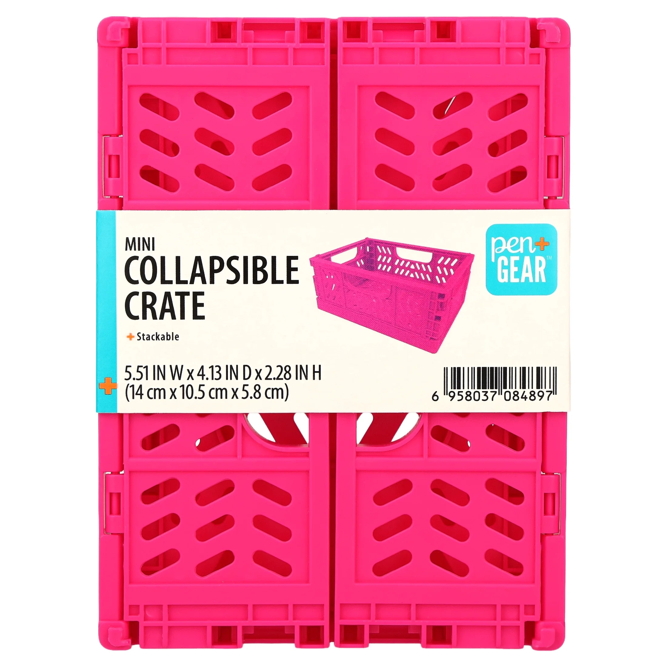 Pink Pen+Gear Mini Collapsible Plastic Crate 5.51" x 4.13" x 2.28" | Walmart (US)
