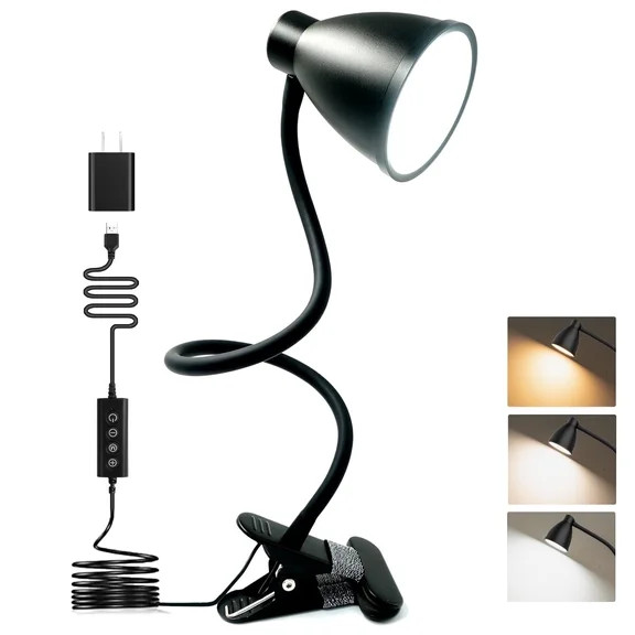 BOHON Cute Desk Lamp with Clamp 10W 38 LED Clip on Light, 5 Color 10 Brightness Auto Off Timer Fl... | Walmart (US)