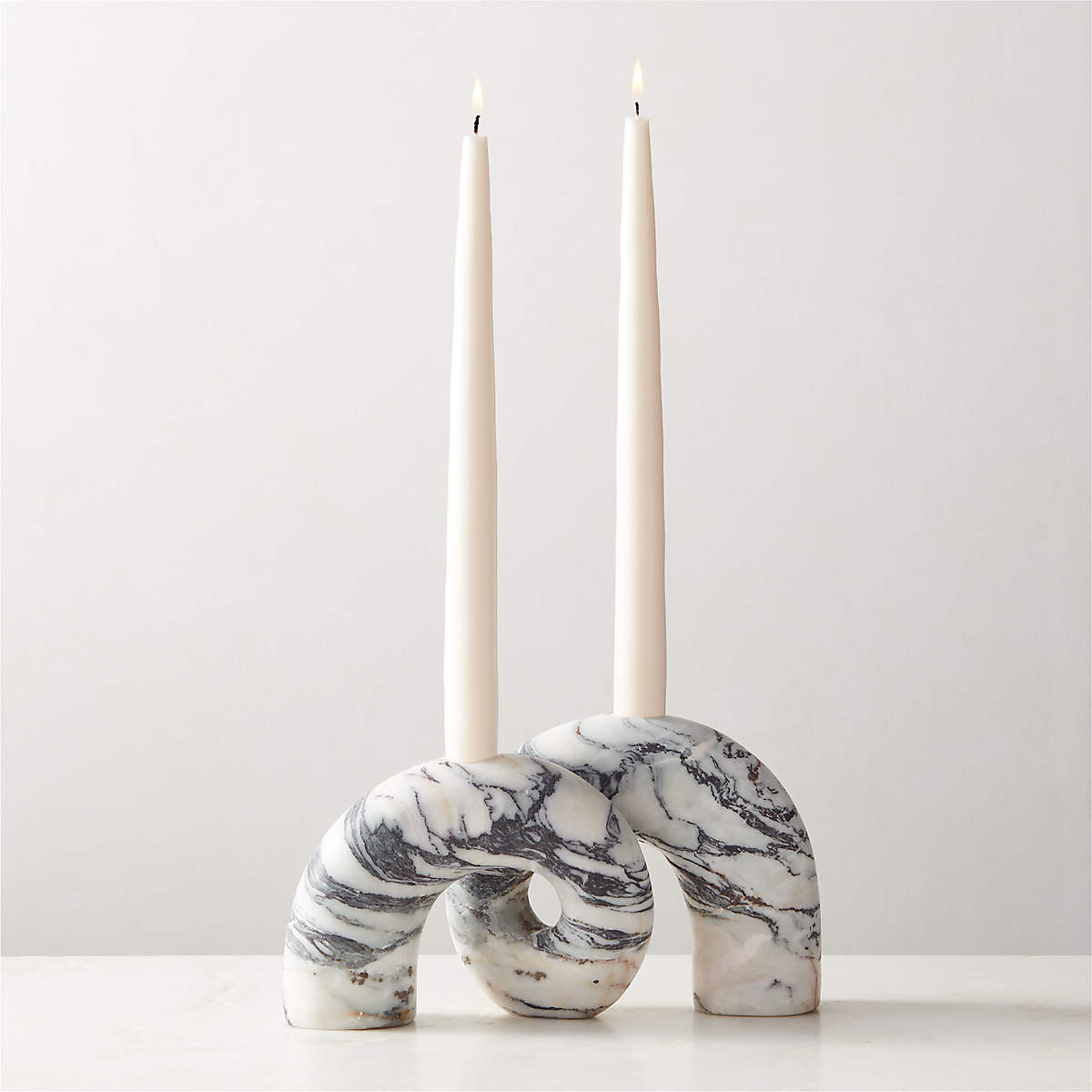 Curvature Marble Taper Candle Holder | CB2 | CB2
