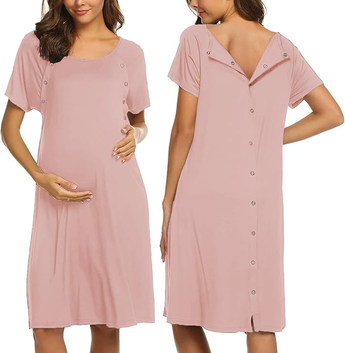 Ekouaer Women’s Nursing/Delivery/Labor/Hospital Nightdress Short Sleeve Maternity Nightgown wit... | Amazon (US)