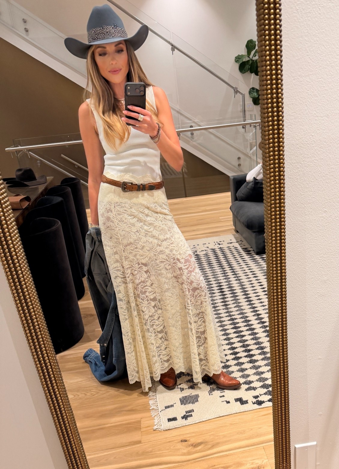 Rodeo cookoff. Country look. Lace skirt. Cowboy boots. Cowboy hat. 

#LTKootd #LTKSeasonal