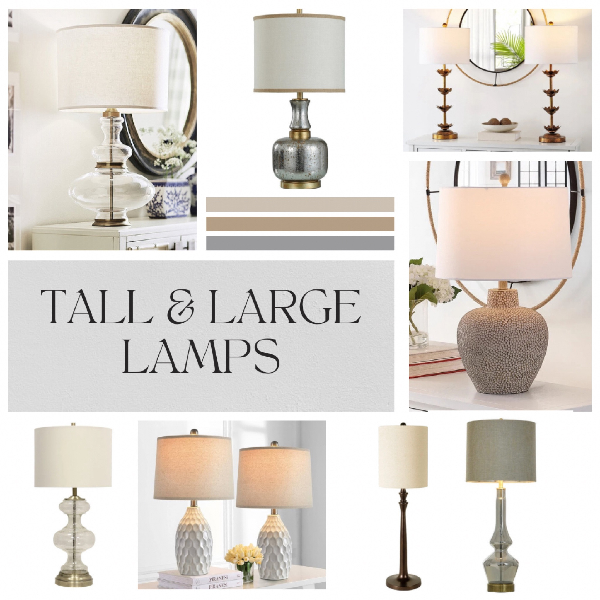 Large and tall lamps. Ceramic lamps, glass and brass lamps, bronze lamps, gold lamps. 

#LTKhome
