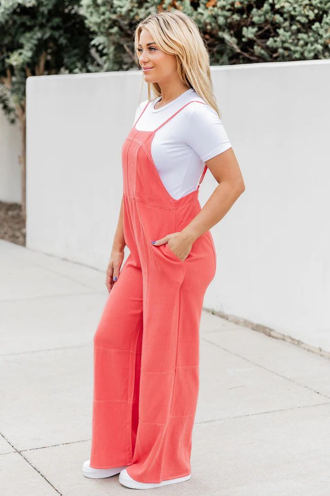 Hope You Remember Coral Linen Jumpsuit FINAL SALE | Pink Lily