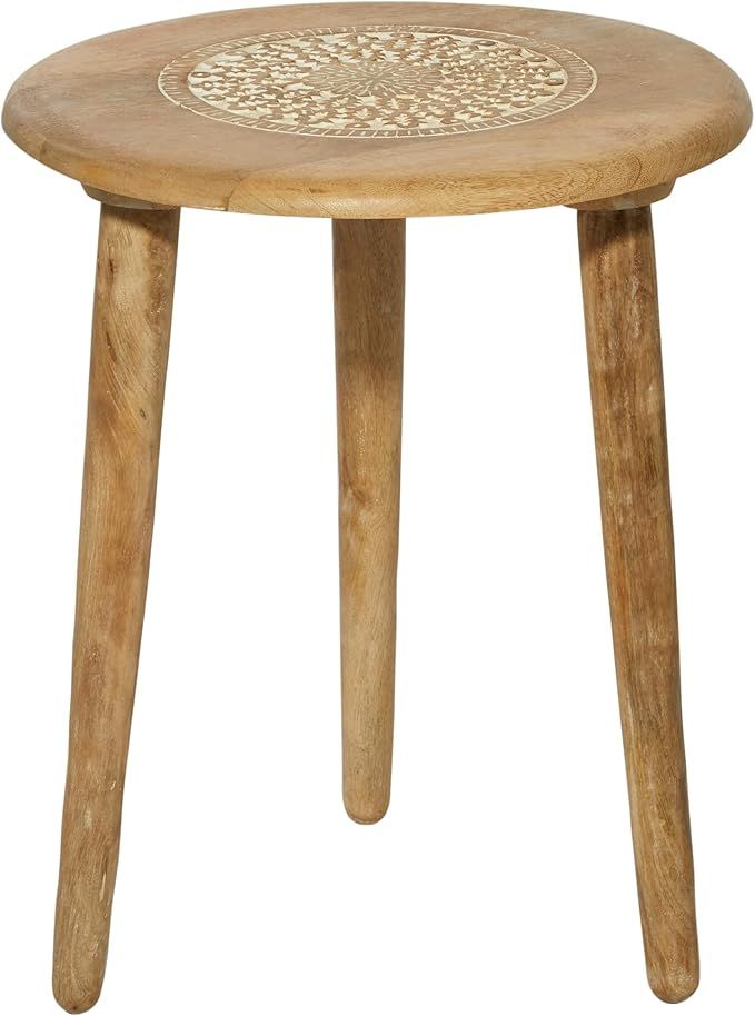Deco 79 Mango Wood Floral Handmade End Accent, Side Table 17" x 17" x 22", Brown | Amazon (US)