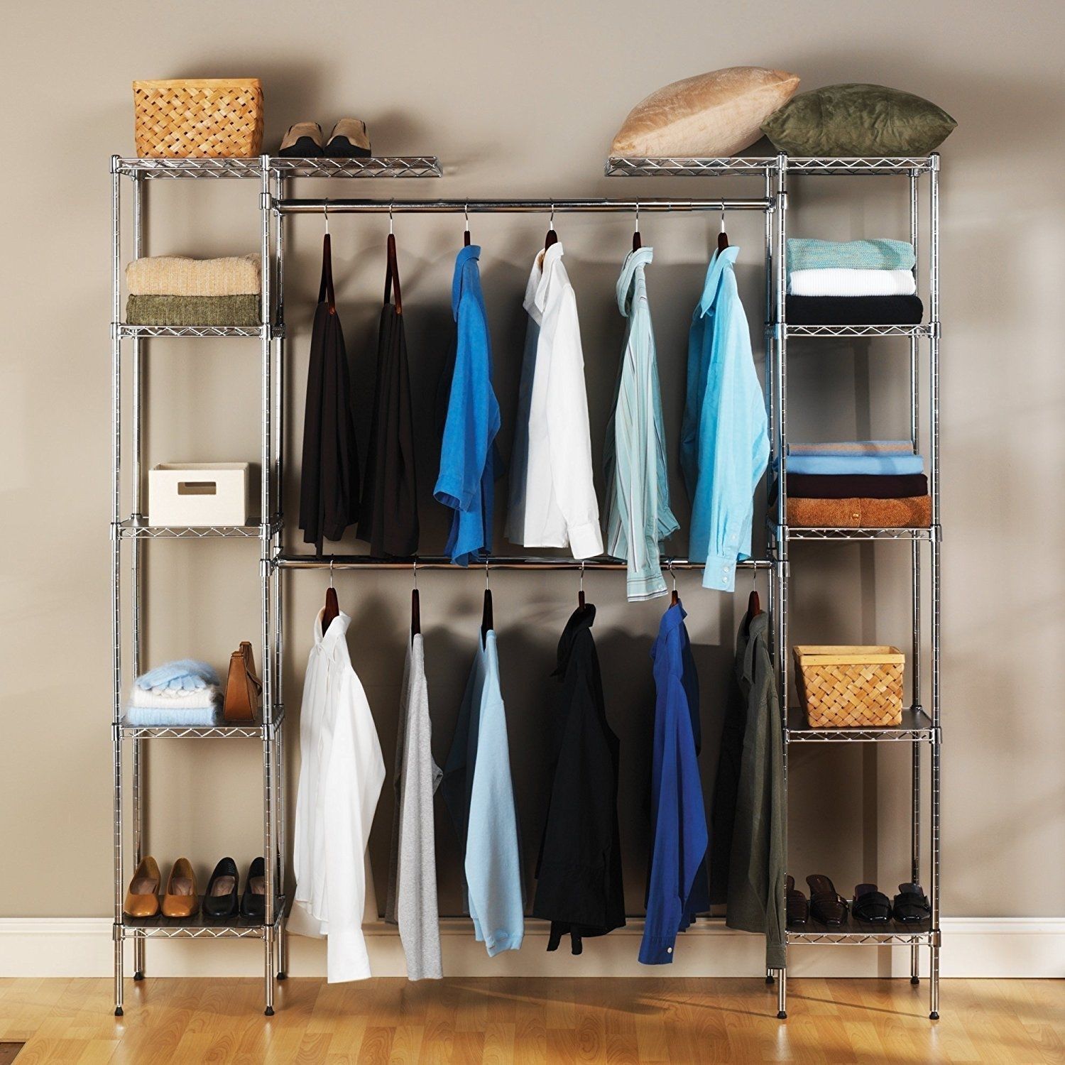 Zimtown Custom Closet Organizer Shelves System Kit Expandable Clothes Storage Metal Rack | Walmart (US)
