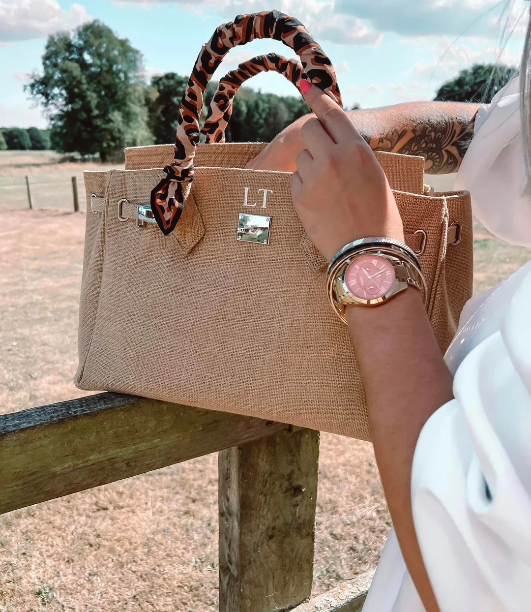 Personalised Monogram Jute Bag Designer Inspired Bag Personalised Beach Bag Honeymoon Bag Travel ... | Etsy (US)