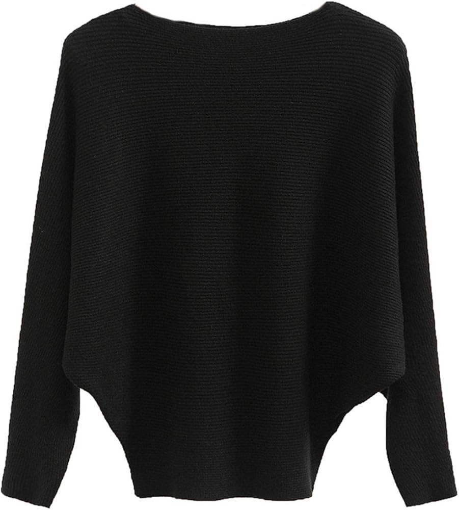 MAKARTHY Women's Batwing Sleeves Knitted Dolman Sweaters Pullovers Tops | Amazon (US)