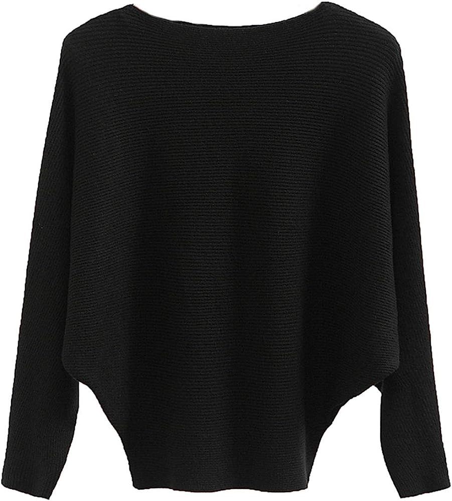 MAKARTHY Women's Batwing Sleeves Knitted Dolman Sweaters Pullovers Tops | Amazon (US)