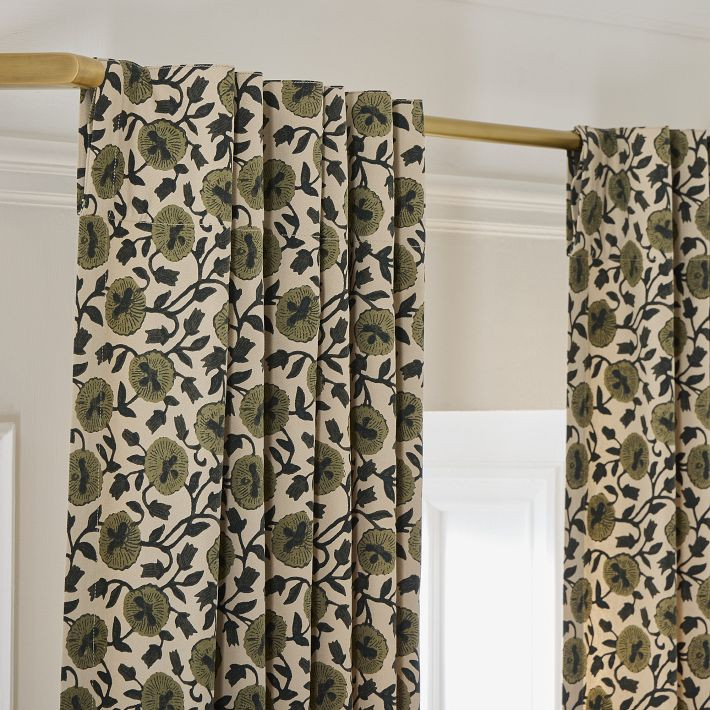 Laney Floral Curtain, 48""x108"", Elm | West Elm (US)