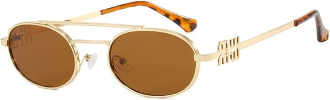 Metal Sunglasses For Women And Men UV400 Protection Sun Glasses Alloy Oval Eyewear Shades | Amazon (US)