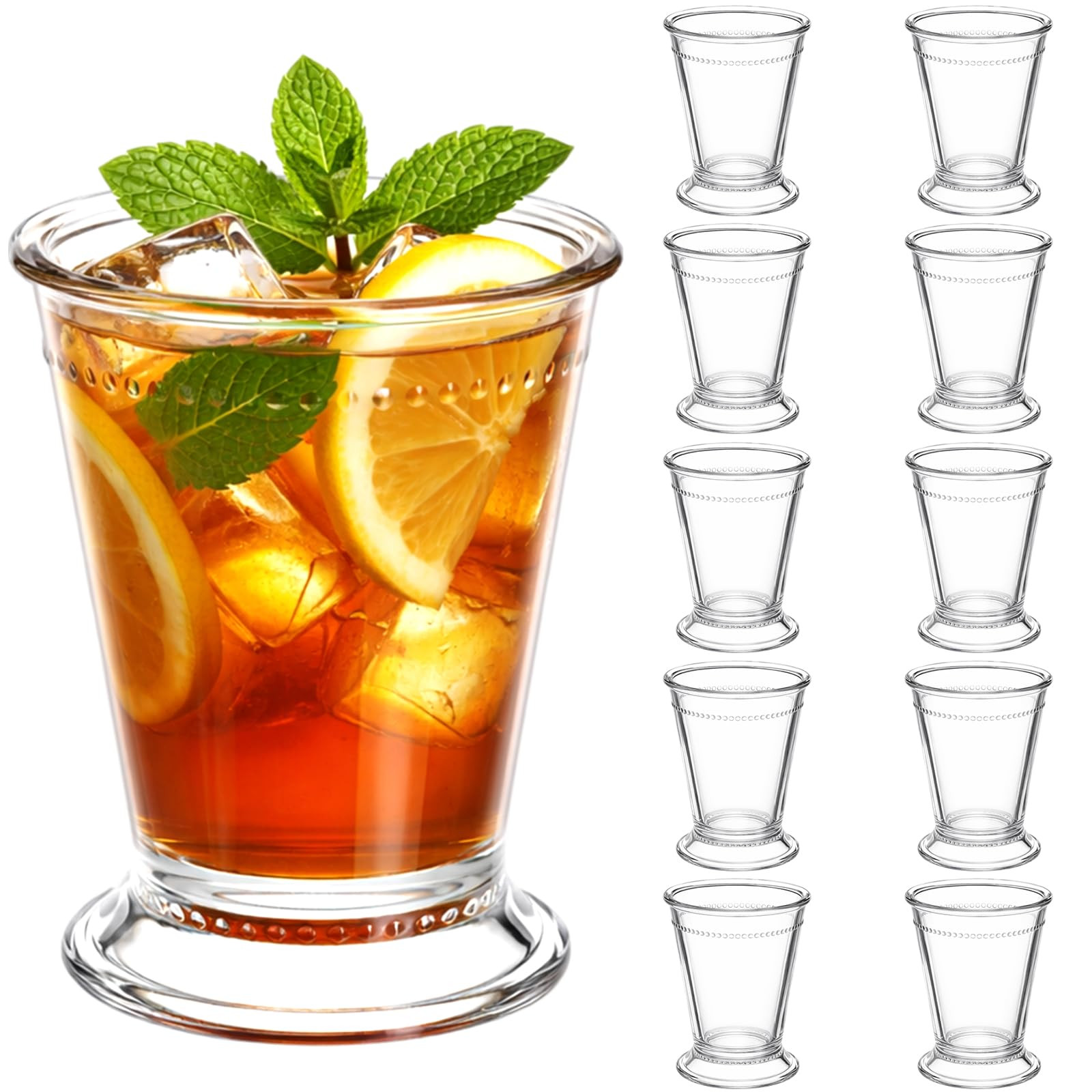 Yungyan Set of 10 Mint Julep Cups 10 oz Clear Glass Cocktails Cups for Party Bar Home Restaurant ... | Amazon (US)
