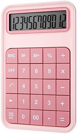 EooCoo Desktop Calculator, 12 Digit Large Display Battery LCD Display Office Calculator - Pink | Amazon (UK)