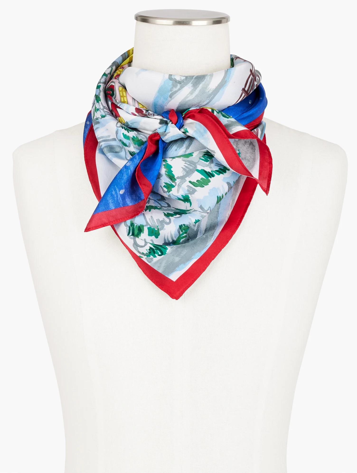 Winterscape Silk Square Scarf - Red - 001 Talbots | Talbots