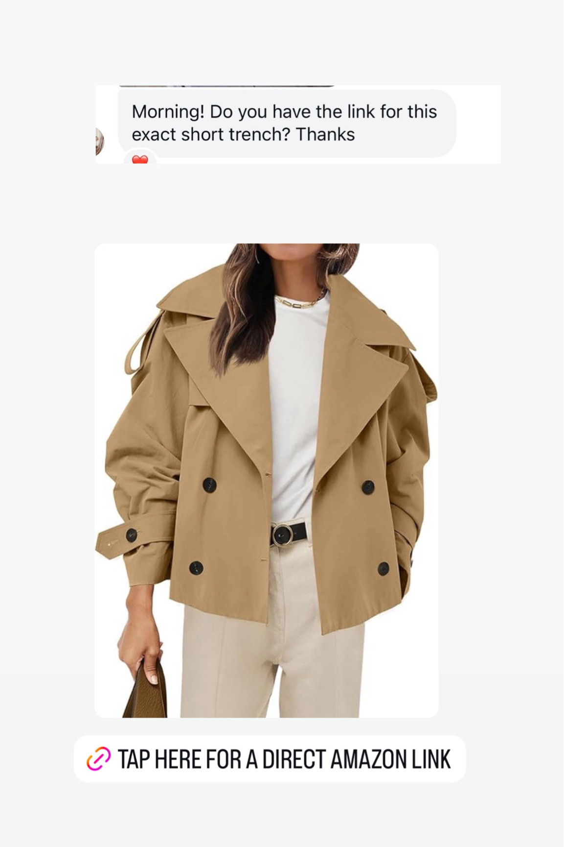 Cropped Amazon trench . Looks stylish and beautiful 
Runs tts 

#LTKNYFW #LTKStyleTip #LTKTravel