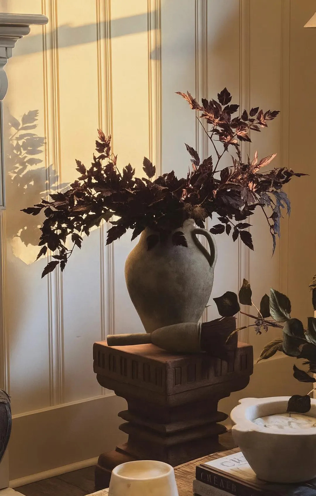 32‘’ Cimicifuga Purple Plum Leaf,Farmhouse Fall Decor,Tall Faux Autumn Branches,Wabi-S abivDe... | Etsy (US)