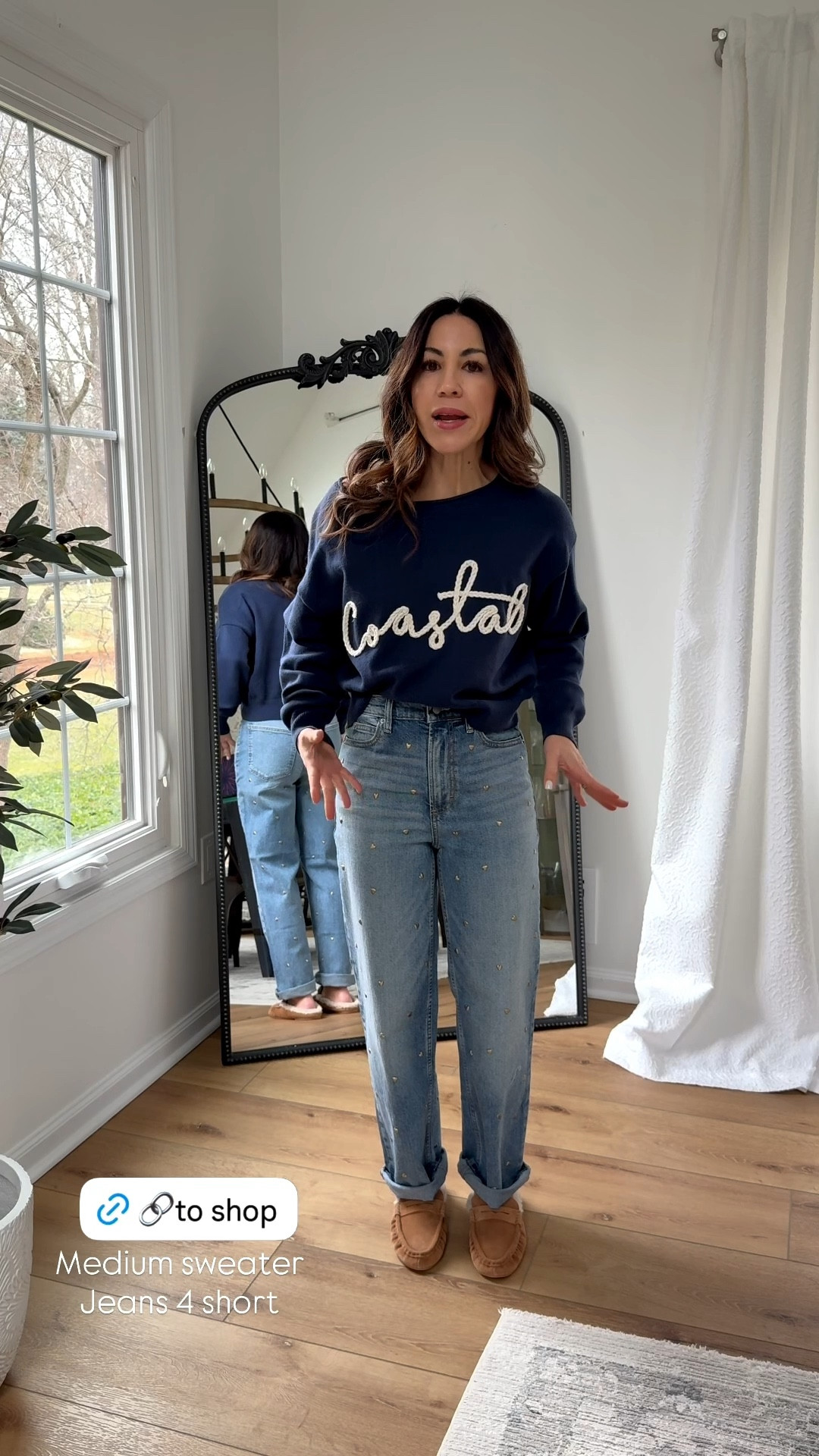 Medium coastal sweater, heart jeans 4 short. Shoes TTS. Target style.



#LTKOver40 #LTKFindsUnder50