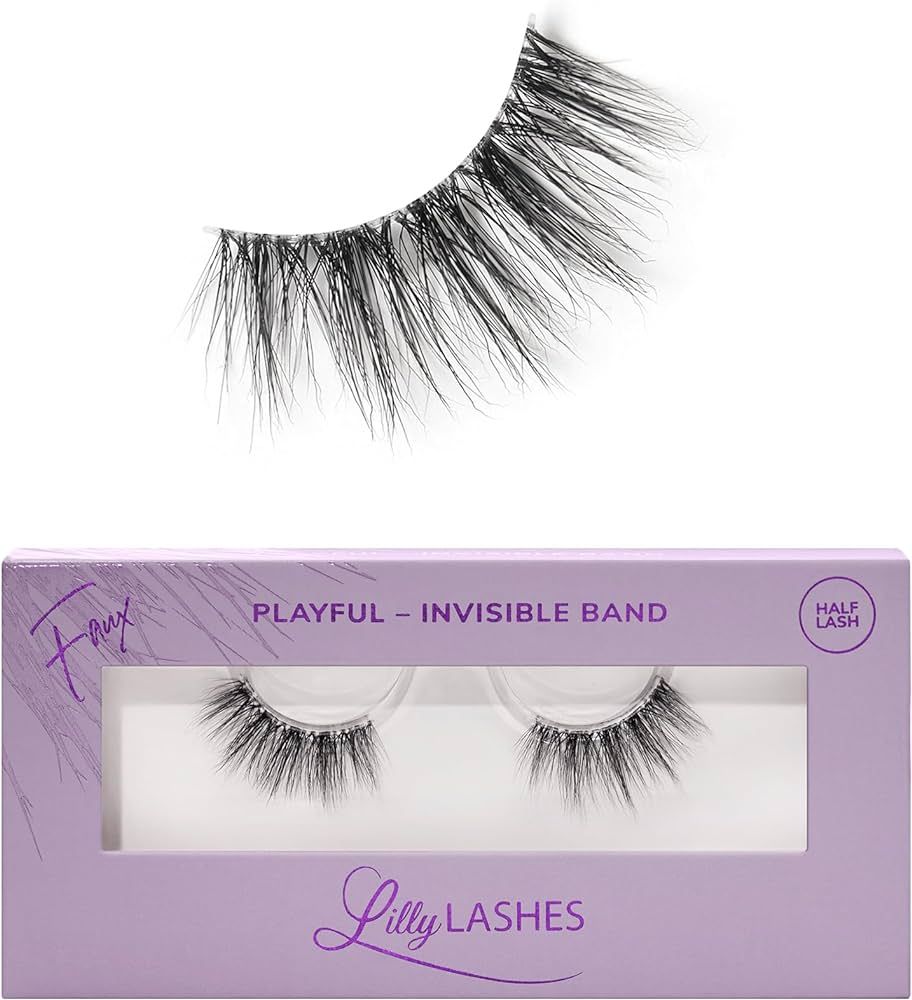Lilly Lashes Playful Sheer Band | False Eyelashes w/Invisible Band Lashes | Half Lashes Natural L... | Amazon (US)
