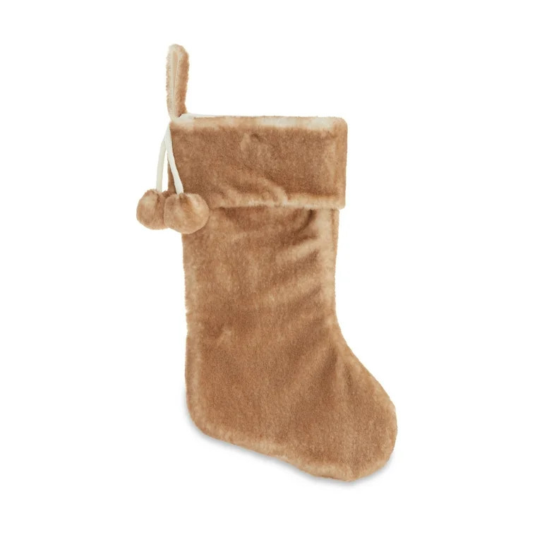 Brown Faux Fur Stocking, 20", by Holiday Time - Walmart.com | Walmart (US)