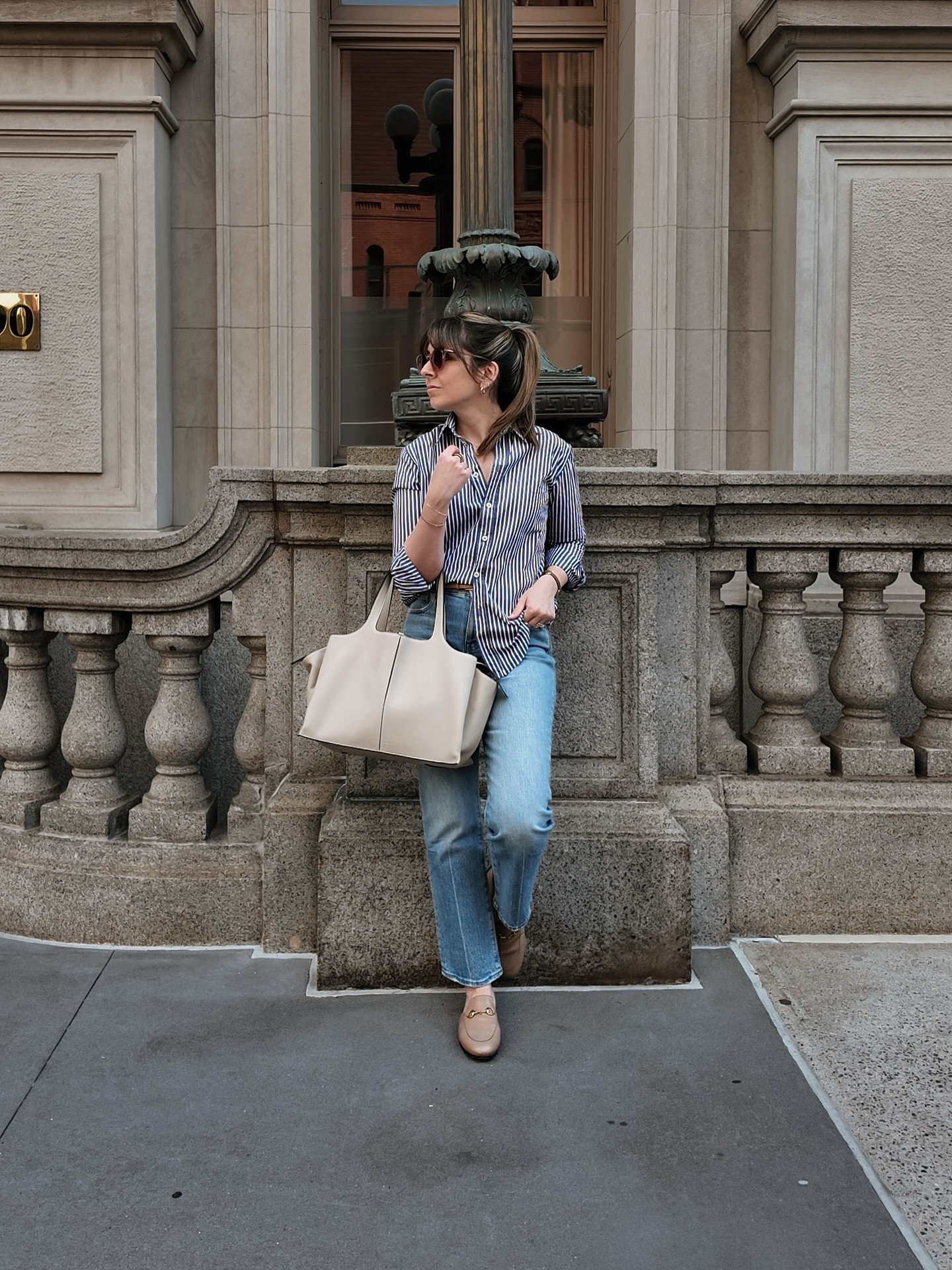 September in the city but make it 80 degrees ☀️

The calendar says fall but NYC has other plans… Wearing classic stripes and timeless pieces for these warm weather fall days.

What are your go-to fall outfit ideas for unexpected heat?

#FallOutfitIdeas #TransitionalStyle #NYCStreetStyle #WarmWeatherFall #SeptemberStyle #FallFashion2025 #TimelessFashion #CityStyle #StripedShirt #DenimStyle

#LTKStyleTip #LTKSeasonal