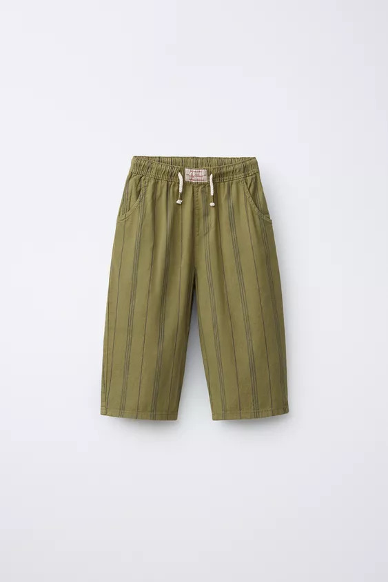 STRIPED COTTON LINEN PANTS | Zara US