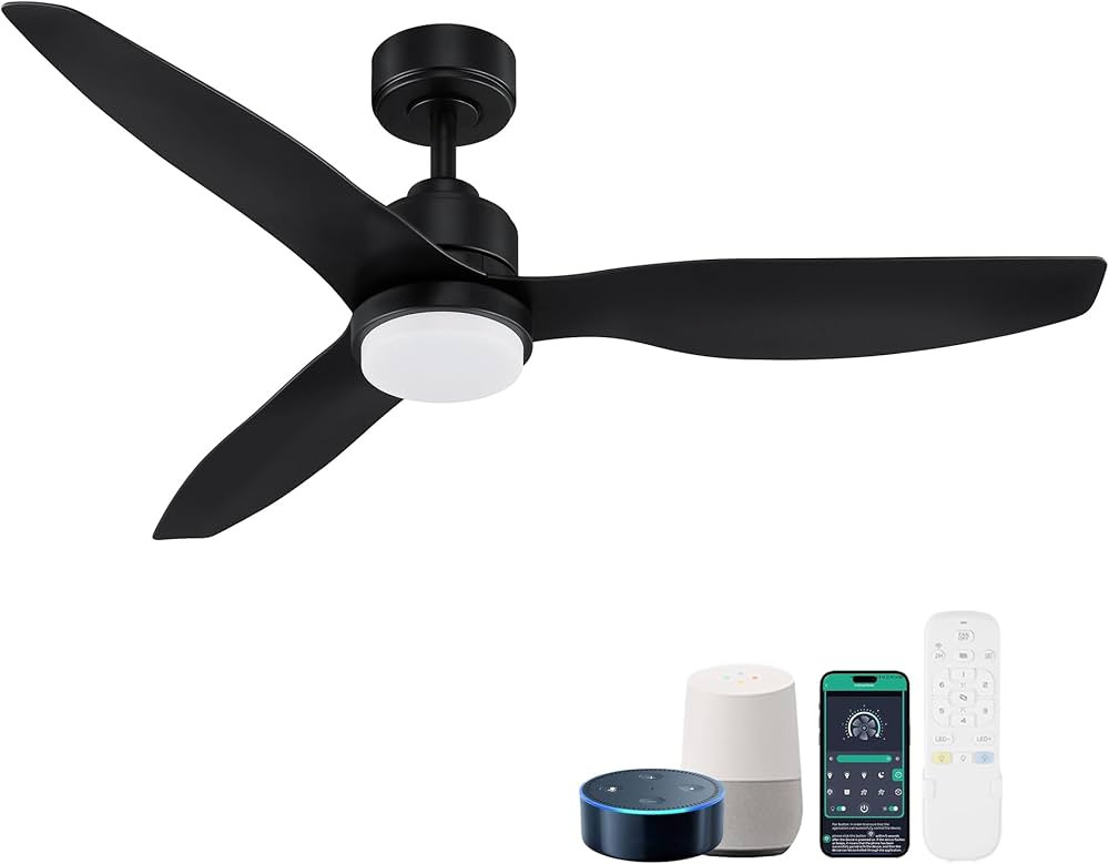 52 Inch Smart Ceiling Fans with Lights and Remote, Modern Reversible Cerling Fan with Quiet DC Mo... | Amazon (US)