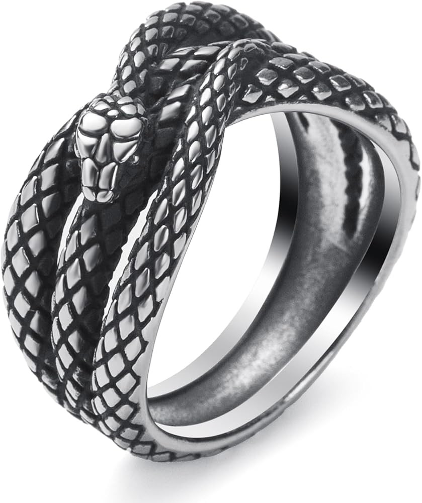 Snake Ring for Men Boys Stainless Steel Gothic Punk Snake Serpent Rings for Men Size 8/9/10/11/12... | Amazon (US)