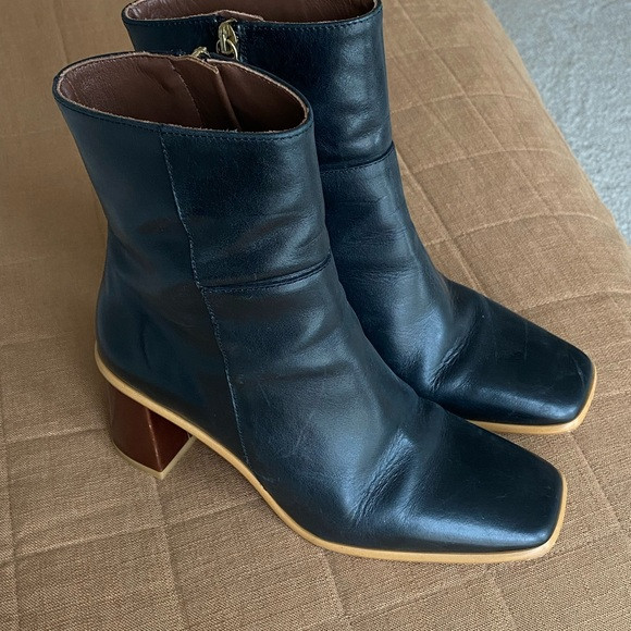 ALOHAS West Vintage Black Leather Ankle Boots, Black and Brown, Size 38/7-7.5 | Poshmark