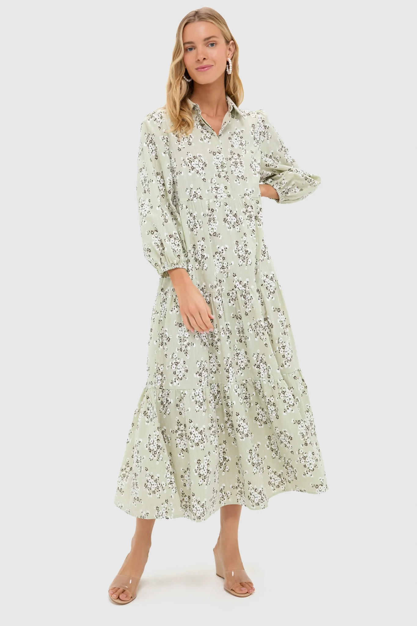 Green Ditsy Floral Cotton Mabel Maxi Dress | Tuckernuck (US)