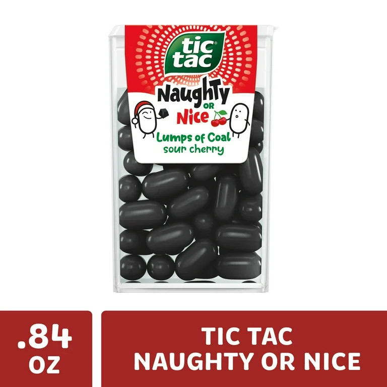 Tic Tac Naughty or Nice Lumps Of Coal Sour Cherry Mints, Hard Mints, Stocking Stuffer, 0.84 oz | Walmart (US)