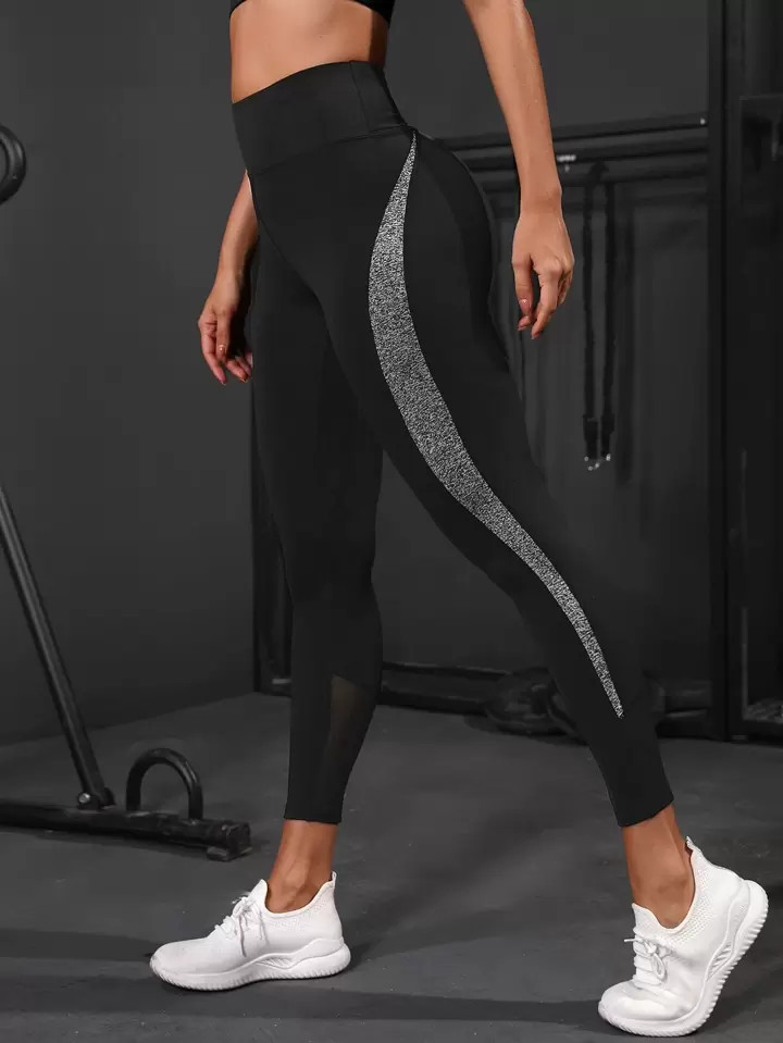 Yoga Basic Leggings De Academia Cortadas Em Painel De Cores Contrastantes Em Forma De Y Booty Scu... | SHEIN