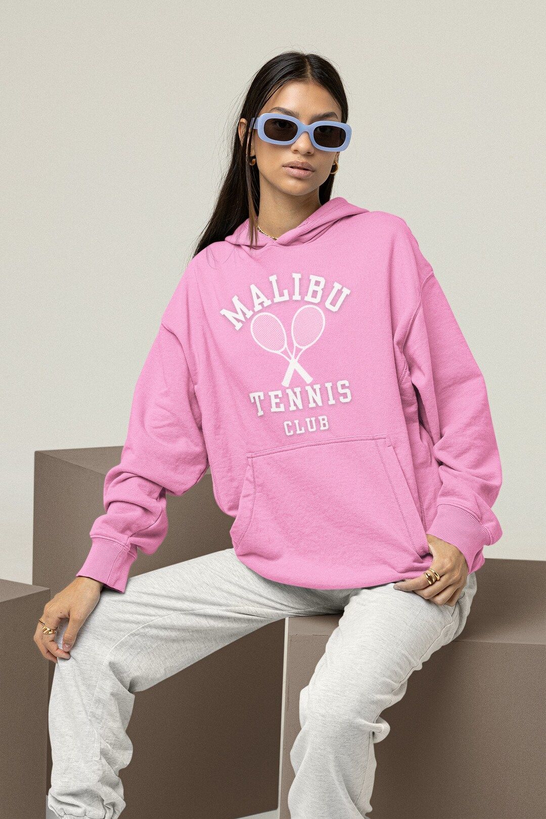 Pink Malibu Tennis Pullover Hoodie | Etsy (US)