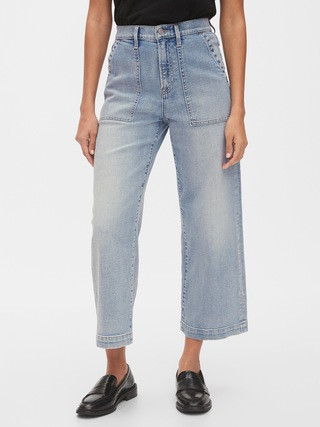 High Rise Utility Wide-Leg Crop Jeans | Gap (US)