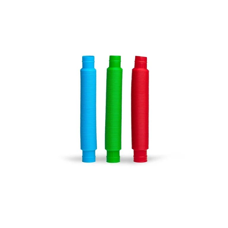 Plastic Sensory Pop Tube Fidget Toys | Set of 3 | Blue, Red, Green | Walmart (US)