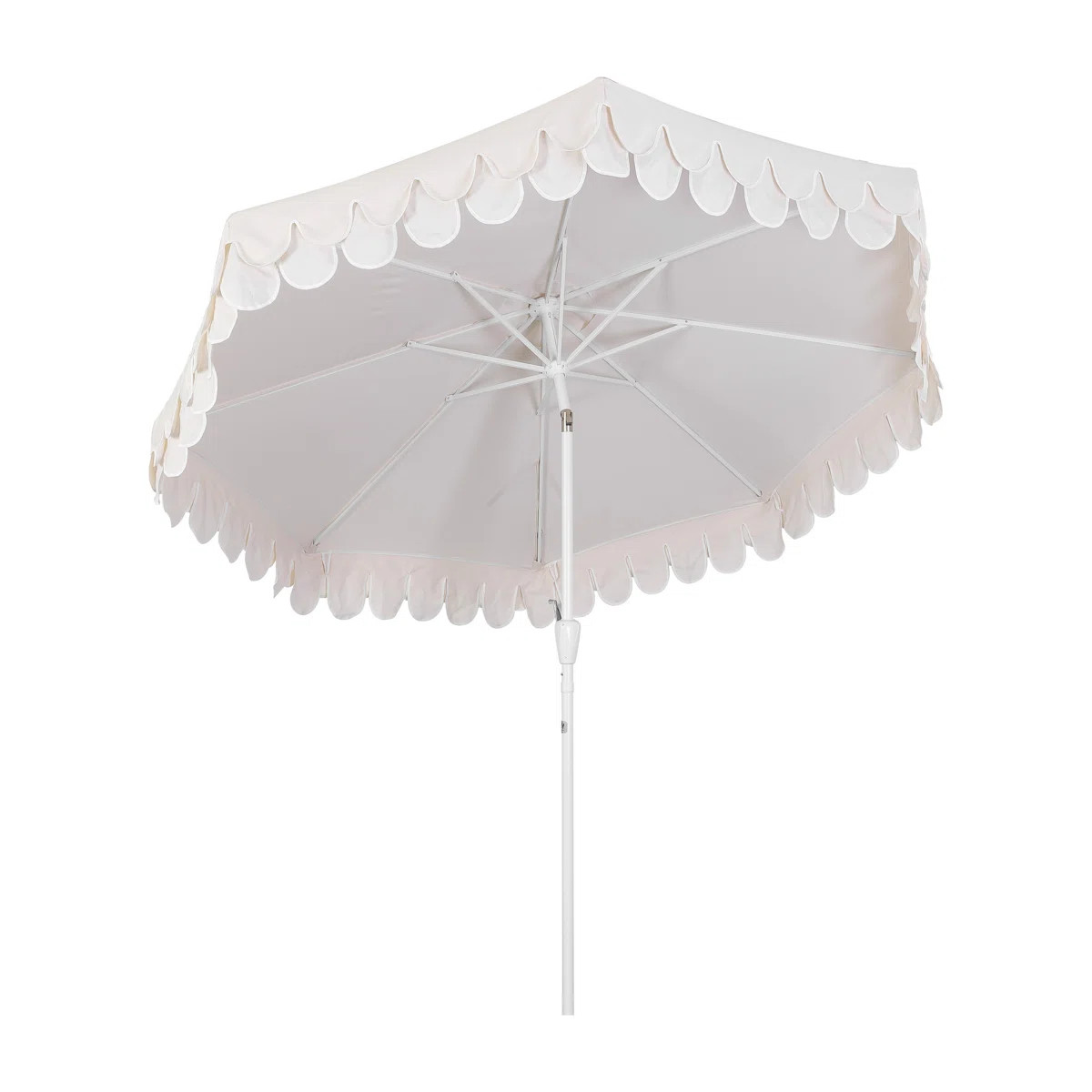 Beeliar 9 ft. Classic Scalloped Fringe Market Patio Umbrella with Auto-Tilt, Crank, and UV Protec... | Wayfair North America