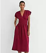 LOFT Beach Crinkle Smocked Midi Pocket Dress | LOFT