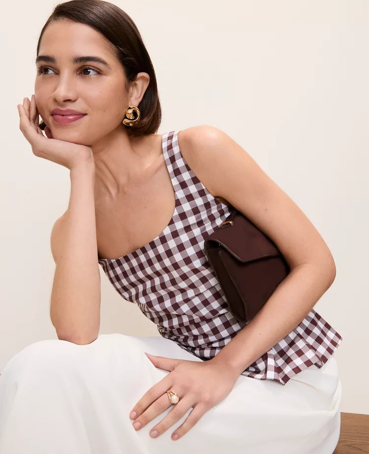 Peplum Tank Top in Gingham | Ann Taylor