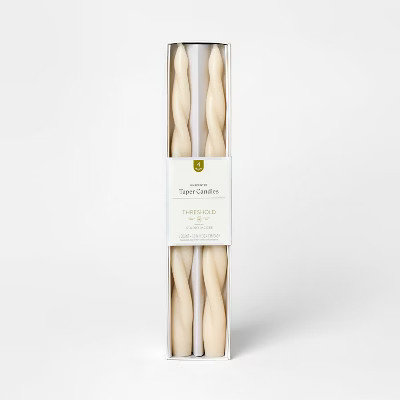 4pk Twisted Taper Candle Set Cream - Threshold™ designed with Studio McGee | Target