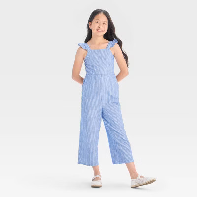 Girls' Sleeveless 4th of July Striped Jumpsuit - Cat & Jack™ Blue | Target