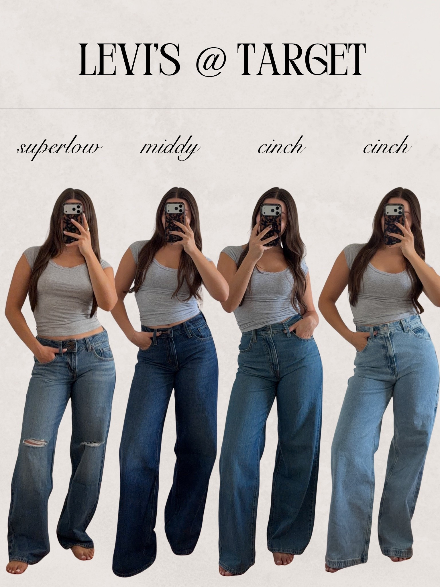 #ad my favorite fall picks from the new Levi’s at @Target 🌟 the Cinch Baggy and the Middy Wideleg pairs fit true to size, and I sized up one in the Superlow Loose jeans! 

#targetpartner #liveinlevis #target