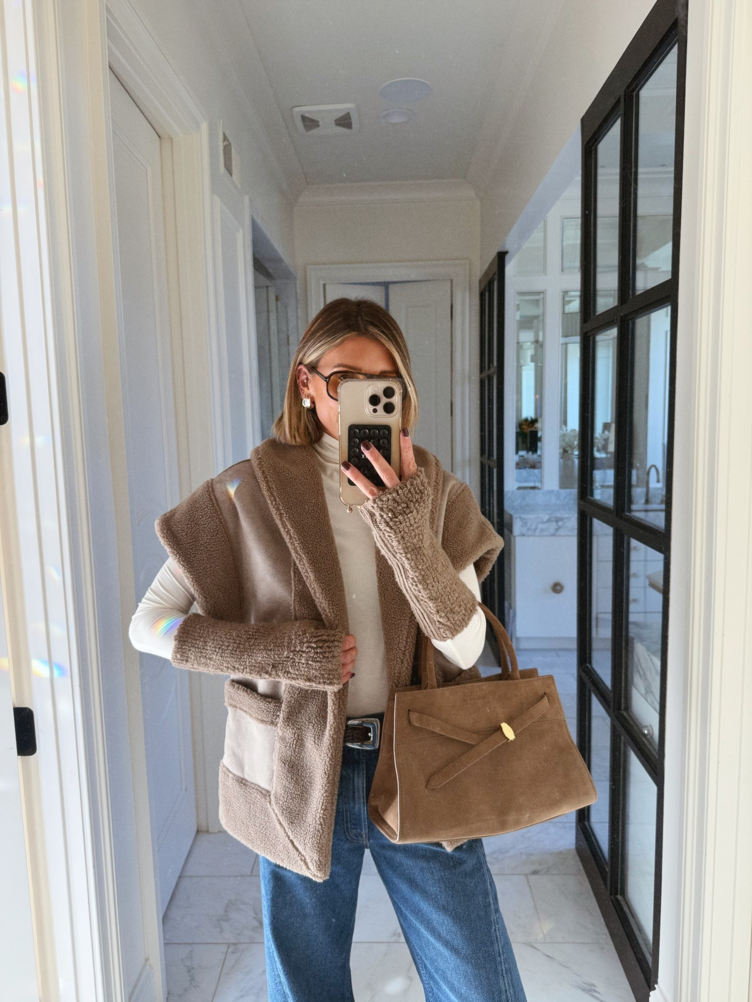 Fleece lined vest - wearing size small 