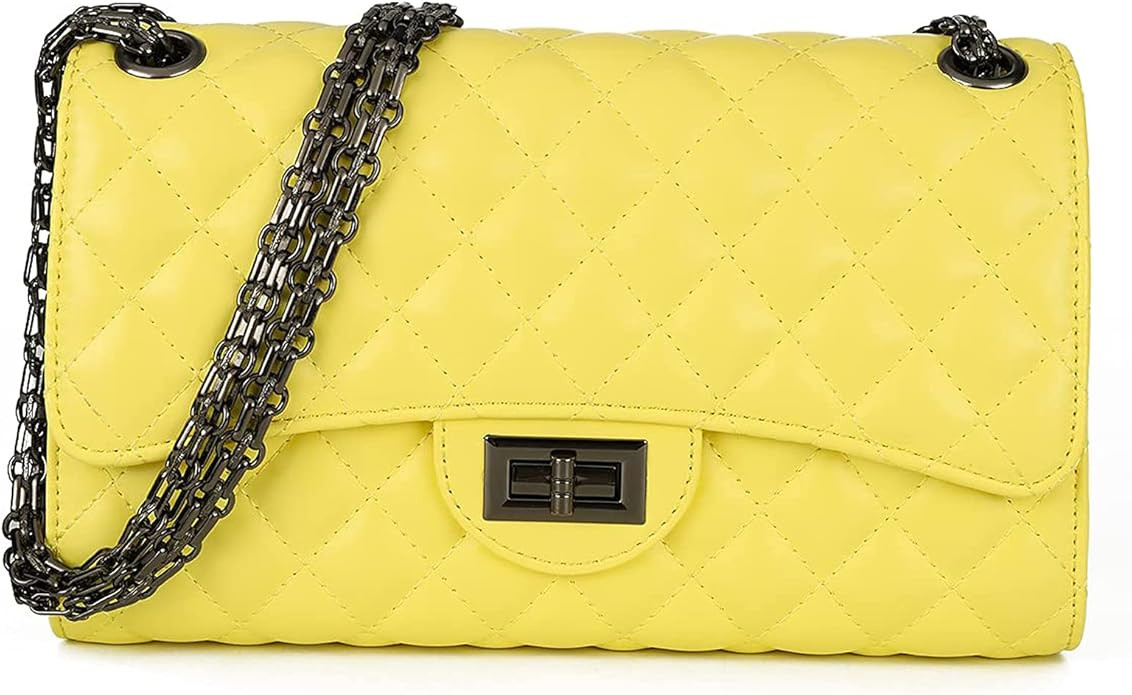 Quilted Crossbody Bags for Women Leather Ladies Shoulder Purses with Chain Strap Stylish Clutch P... | Amazon (US)