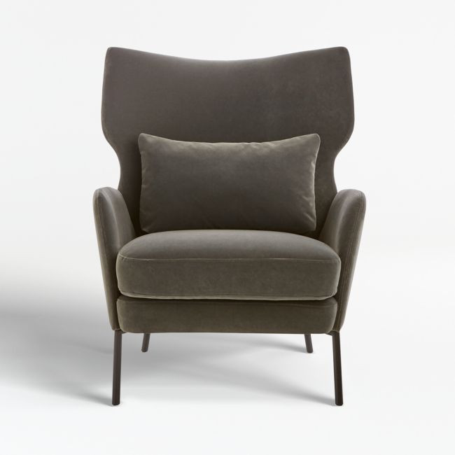 Alex Grey Velvet Accent Chair | Crate & Barrel