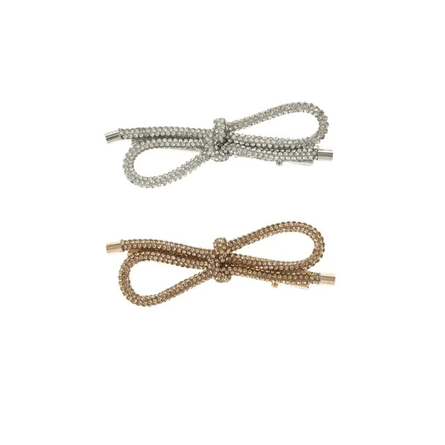 Packed Pary Metallic Bow Hair Clips, Set of 2 | Walmart (US)
