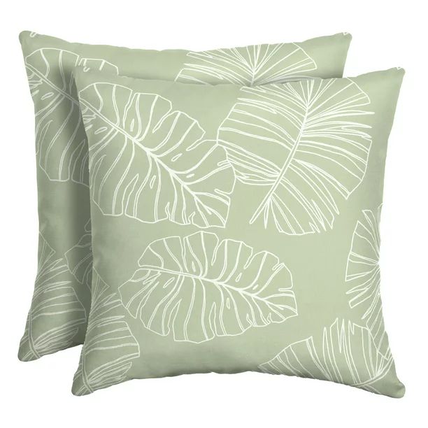 Arden Selections Outdoor Toss Pillow (2 Pack) 16 x 16, Coastal Green Leaf | Walmart (US)